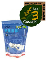 Billes airsoft 6mm G&G 0.25 g ,sac de 3000 billes Blanches